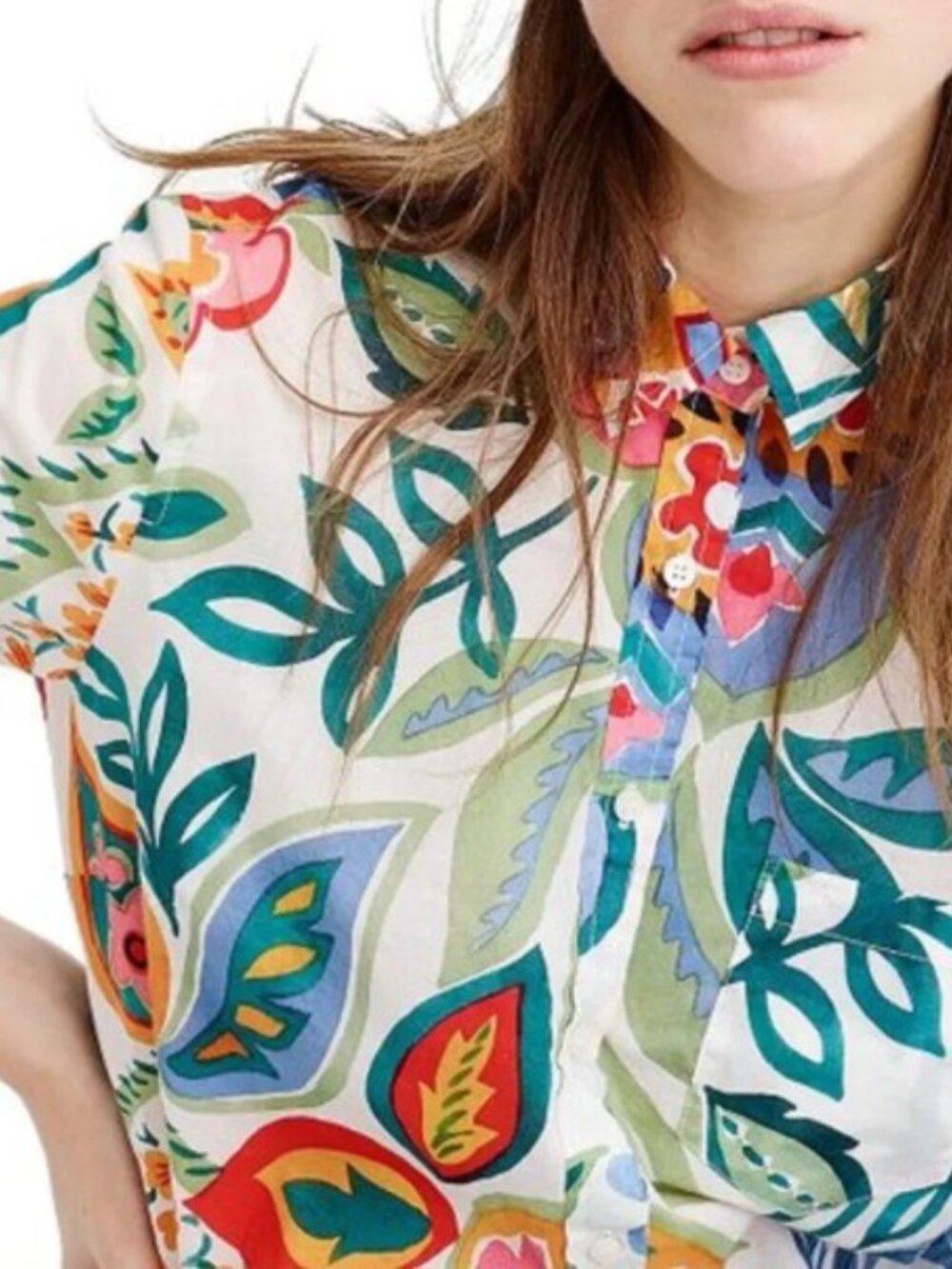 J. Crew Persimmon Ratti Floral Classic Popover Top Size 12